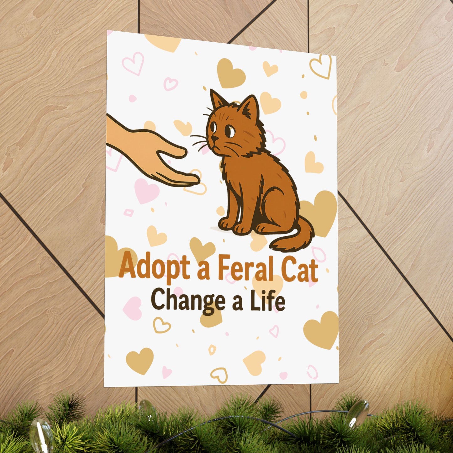 Adopt a Feral Cat Poster, Pet Adoption Art, Cat Lover Gift, Animal Rescue Decor, Inspirational Wall Art