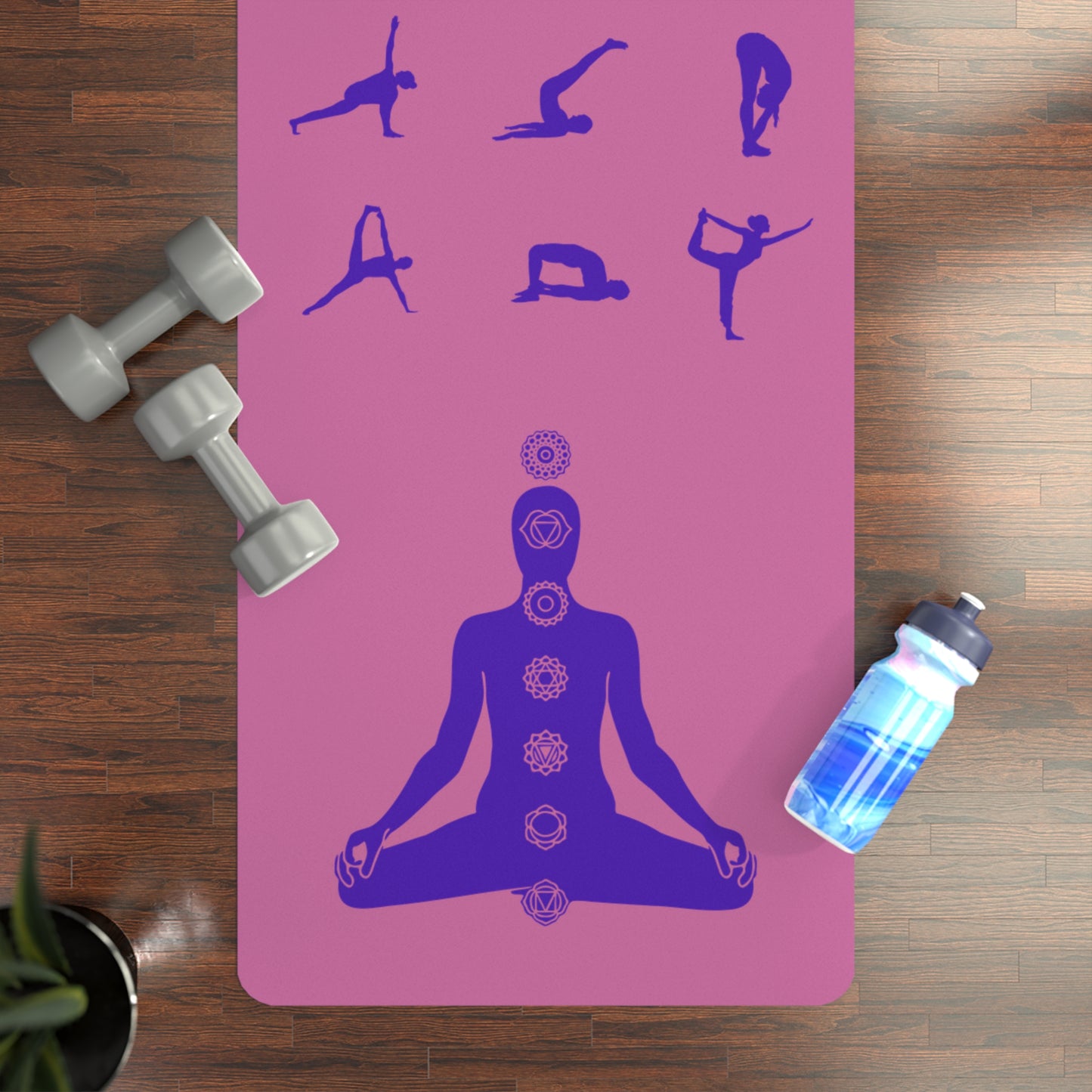 Vibrant Yoga Mat with Pose Illustrations - Eco-Friendly Rubber
