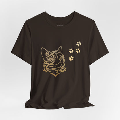 Cat with Paw Print Design T-shirt