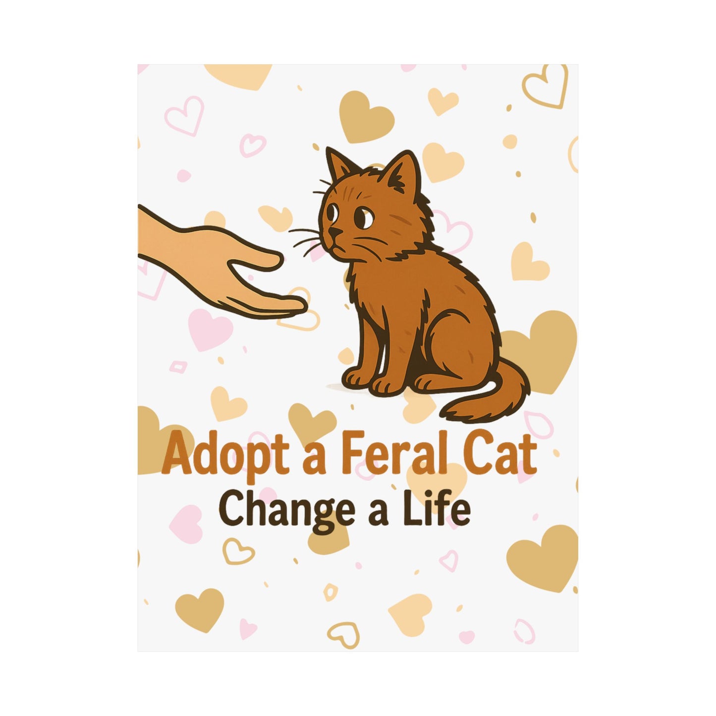 Adopt a Feral Cat Poster, Pet Adoption Art, Cat Lover Gift, Animal Rescue Decor, Inspirational Wall Art