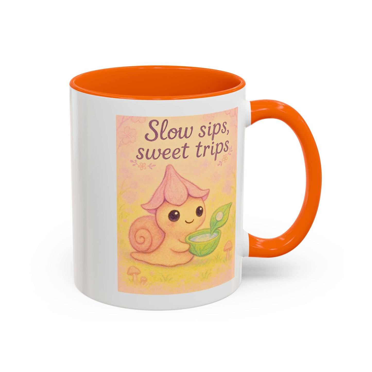 Cute Snail "Slow Sips, Sweet Trips" Accent Coffee Mug - - Perfect Gift for Nature Lovers & Coffee Enthusiasts