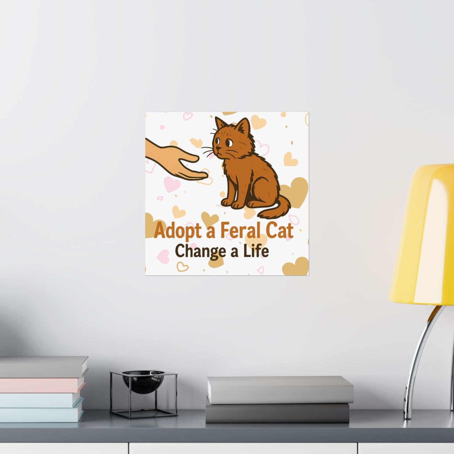 Adopt a Feral Cat Poster, Pet Adoption Art, Cat Lover Gift, Animal Rescue Decor, Inspirational Wall Art