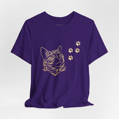 Cat with Paw Print Design T-shirt