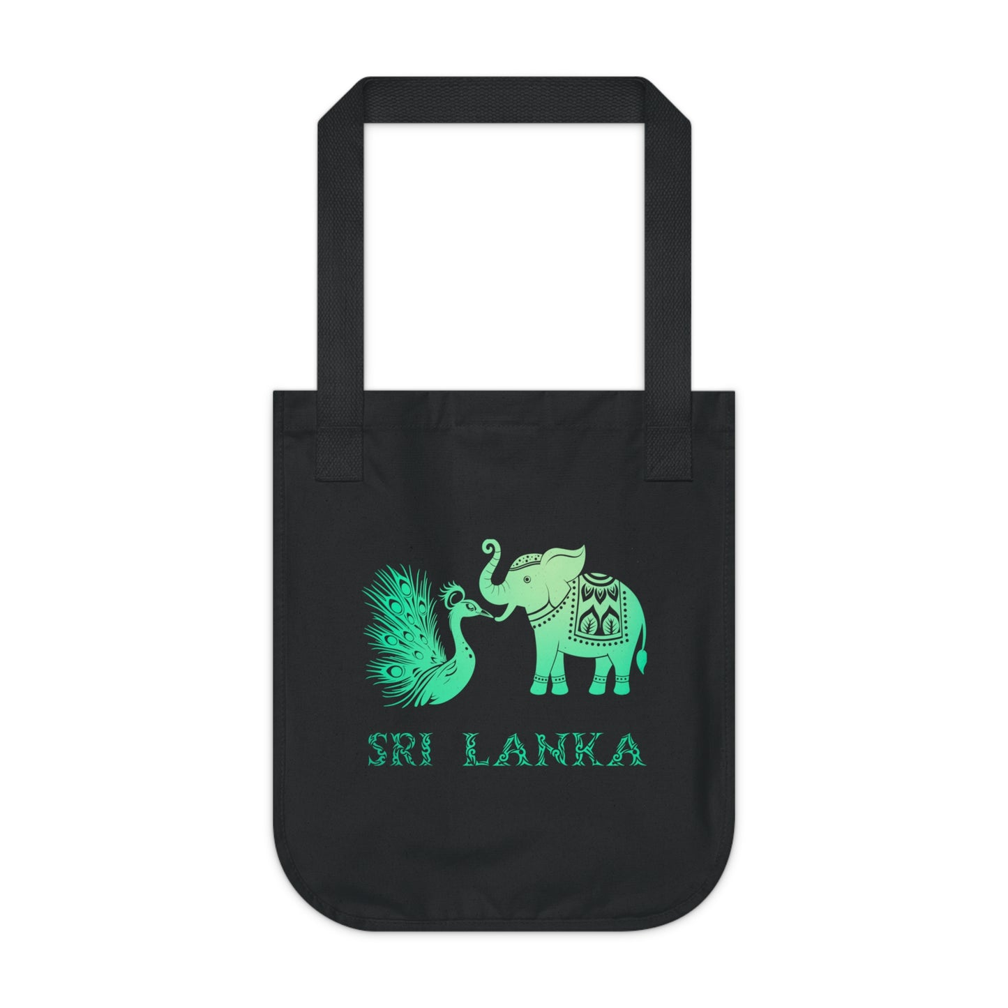 Sri Lanka Elephant and Peacock Organic Canvas Tote Bag, Eco-Friendly Shopper, Gift for Travelers, Beach Bag, Reusable Grocery Tote