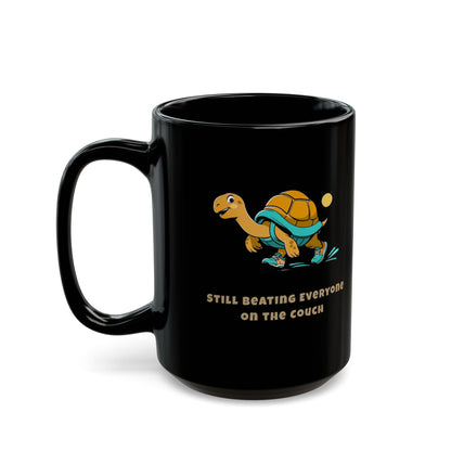Still Beating Everyone on the Couch Funny Turtle Black Mug