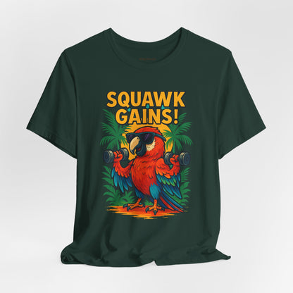 Squawk Gains Fitness Parrot T-shirt