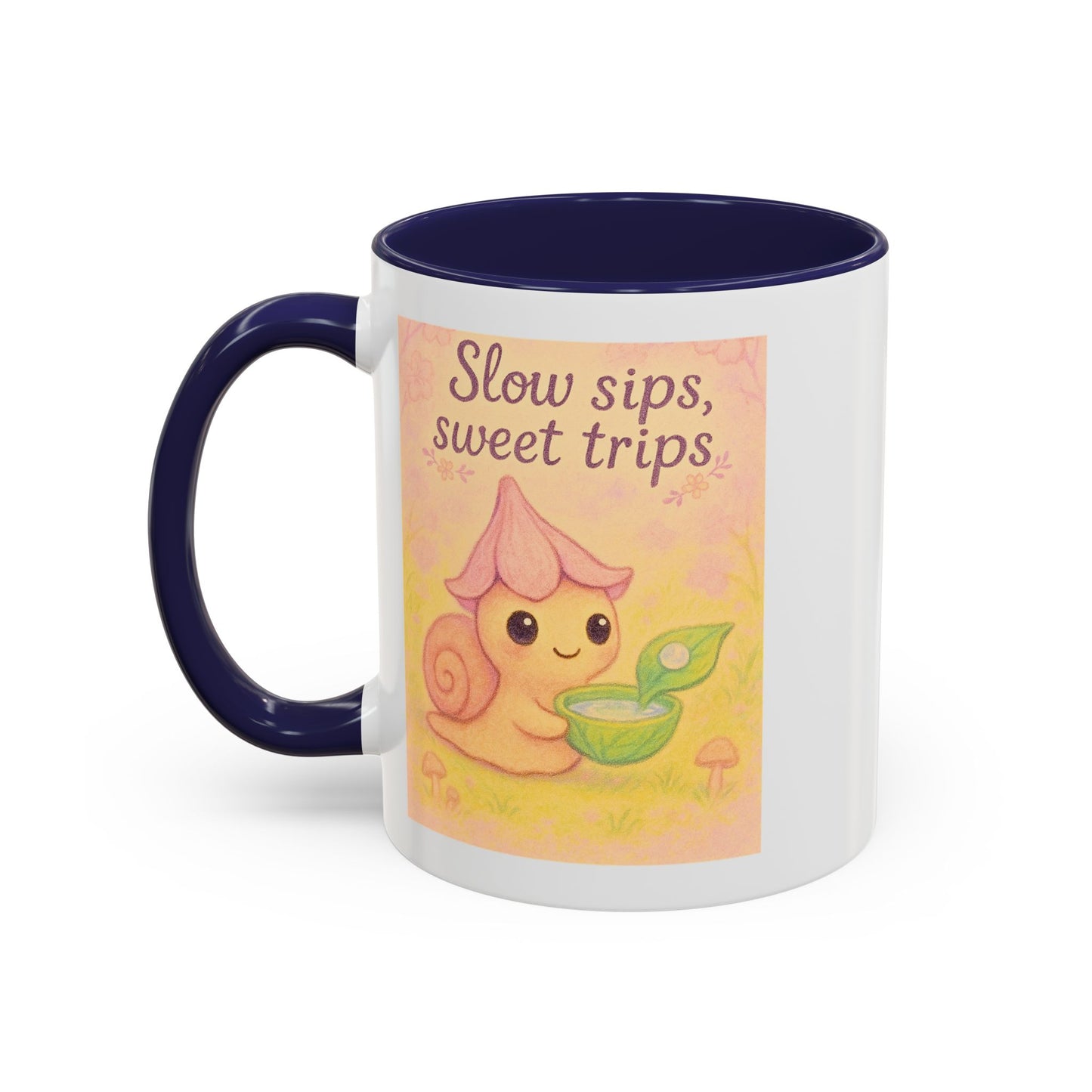 Cute Snail "Slow Sips, Sweet Trips" Accent Coffee Mug - - Perfect Gift for Nature Lovers & Coffee Enthusiasts