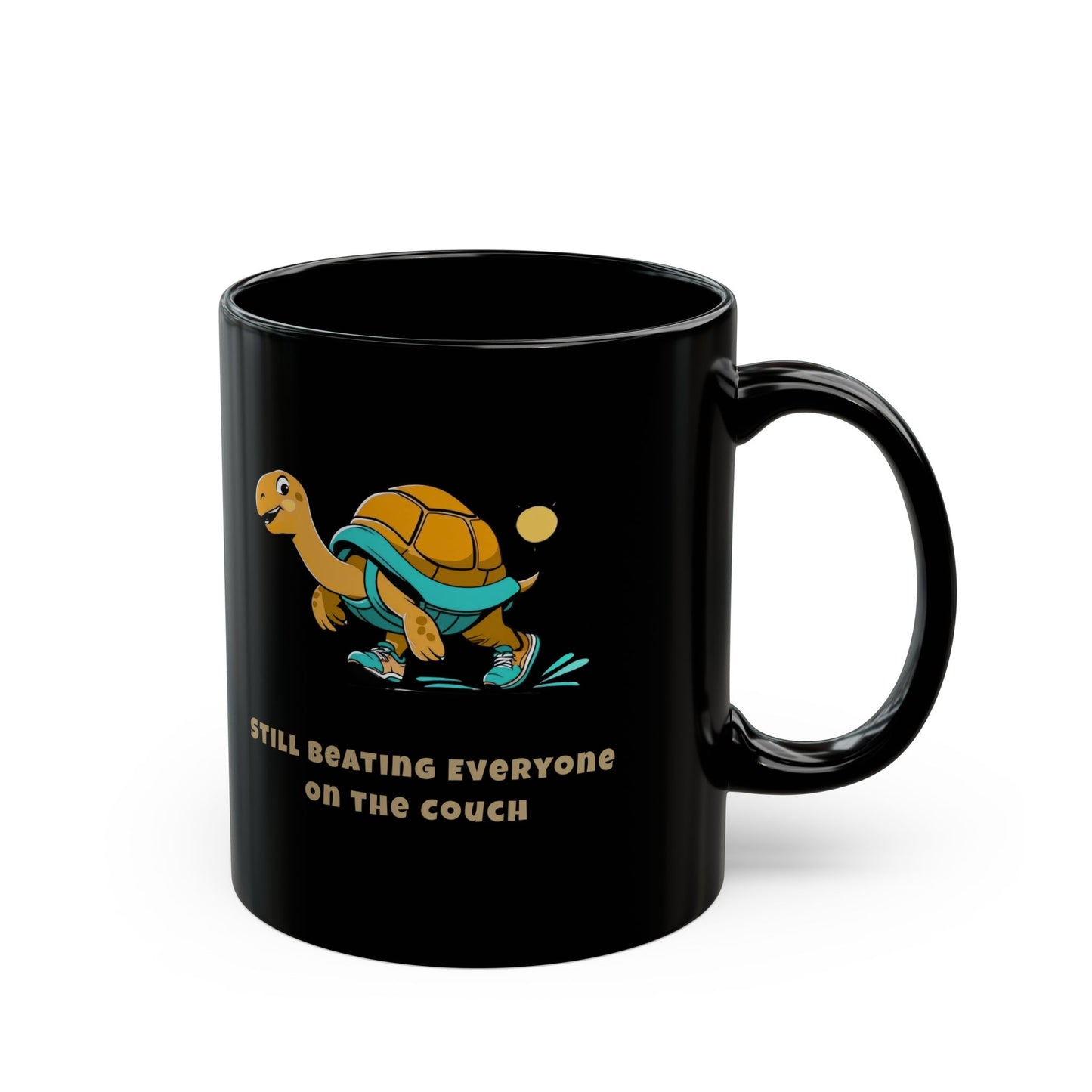 Still Beating Everyone on the Couch Funny Turtle Black Mug